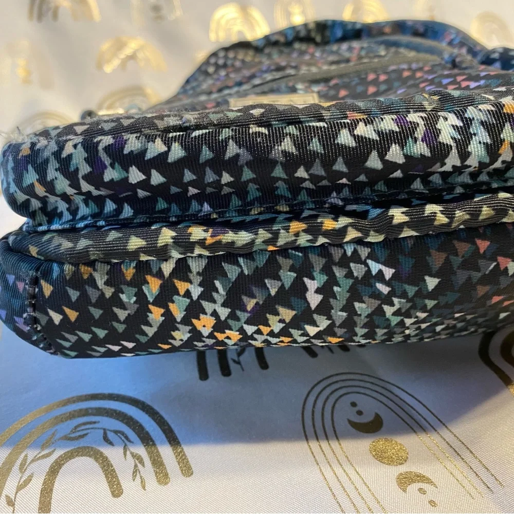Stylish Blue and Black Geometric Backpack with Reflective Finish